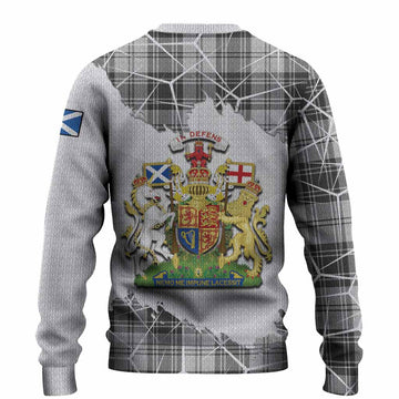Glen Tartan Knitted Sweater with Family Crest and Lion Rampant Grunge Style