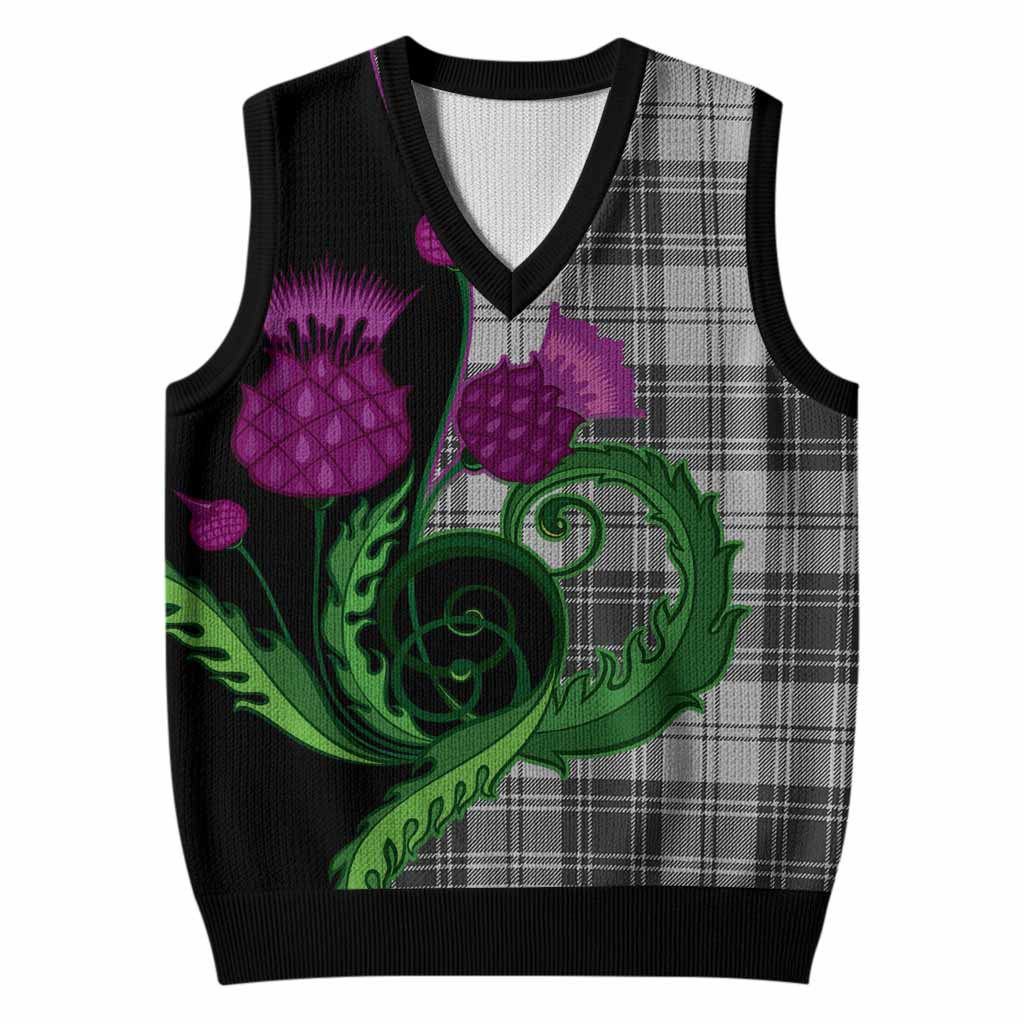 Glen Tartan Knitted V-Neck Vest Traditional Scottish Thistle