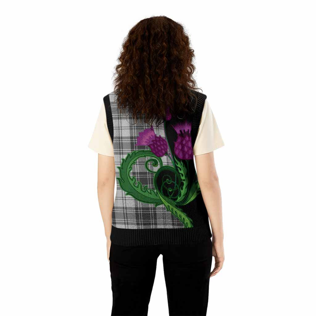 Glen Tartan Knitted V-Neck Vest Traditional Scottish Thistle