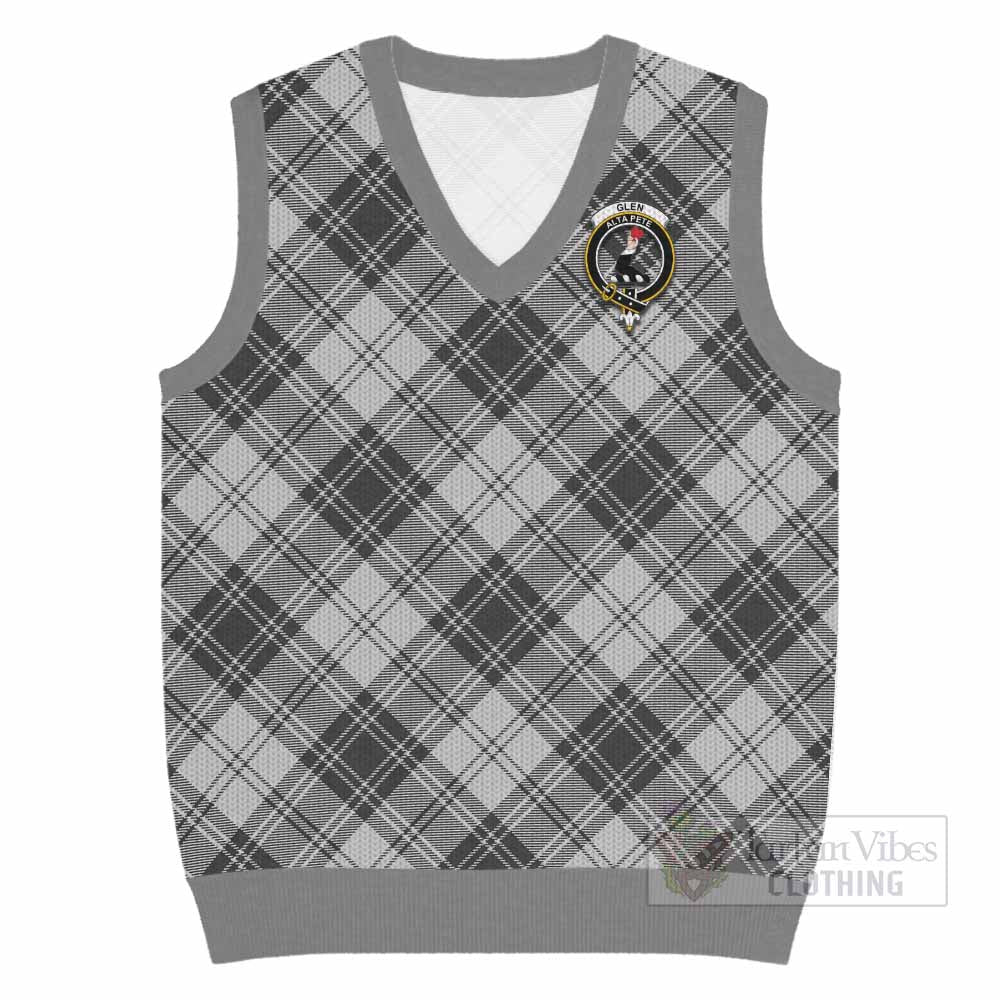 Glen Tartan Knitted V-Neck Vest with Family Crest Cross Style