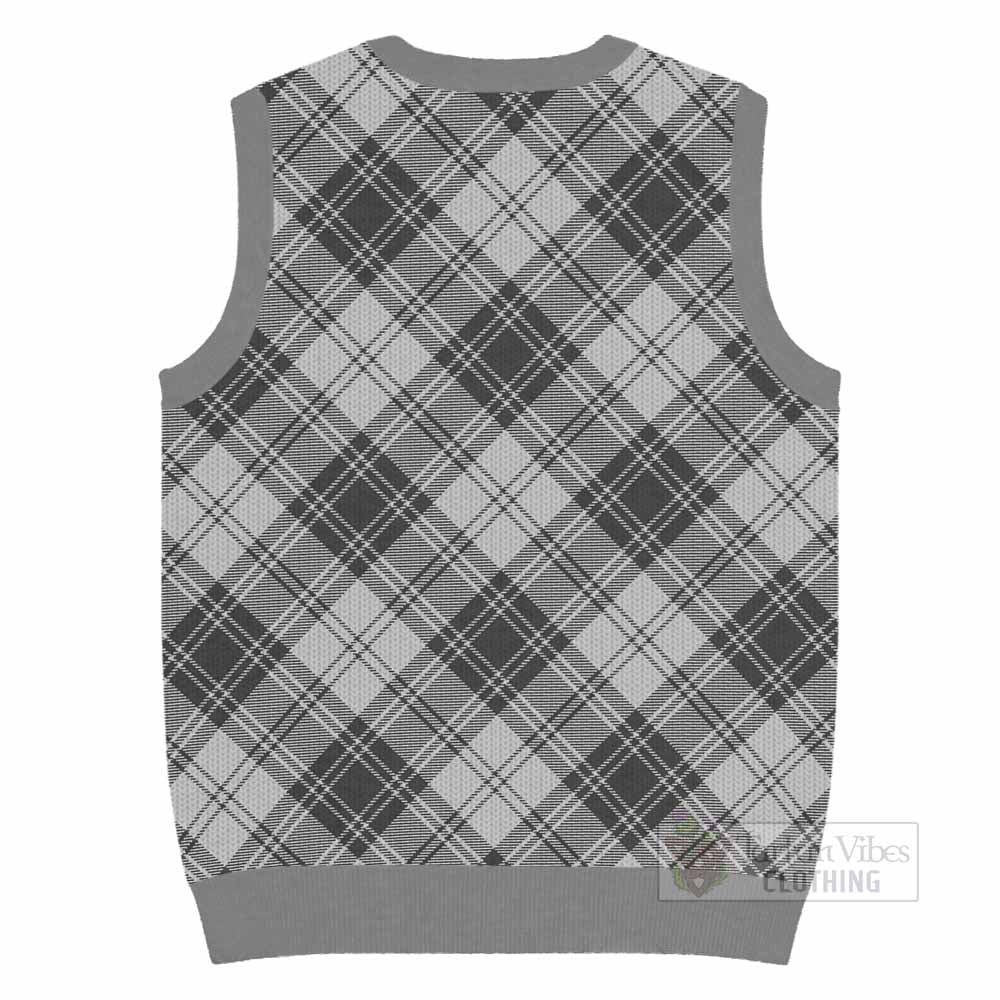 Glen Tartan Knitted V-Neck Vest with Family Crest Cross Style