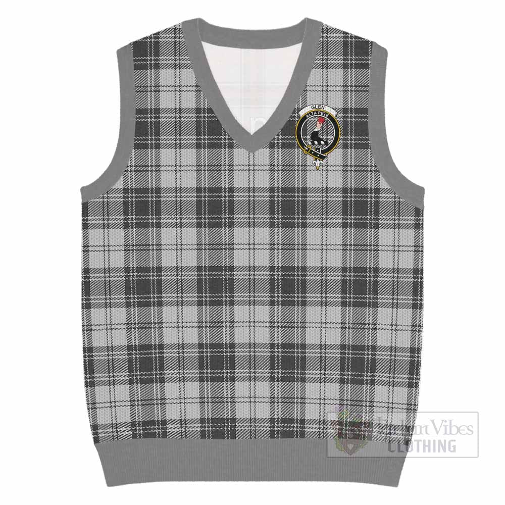 Glen Tartan Knitted V-Neck Vest with Family Crest - Tartan Vibes Clothing