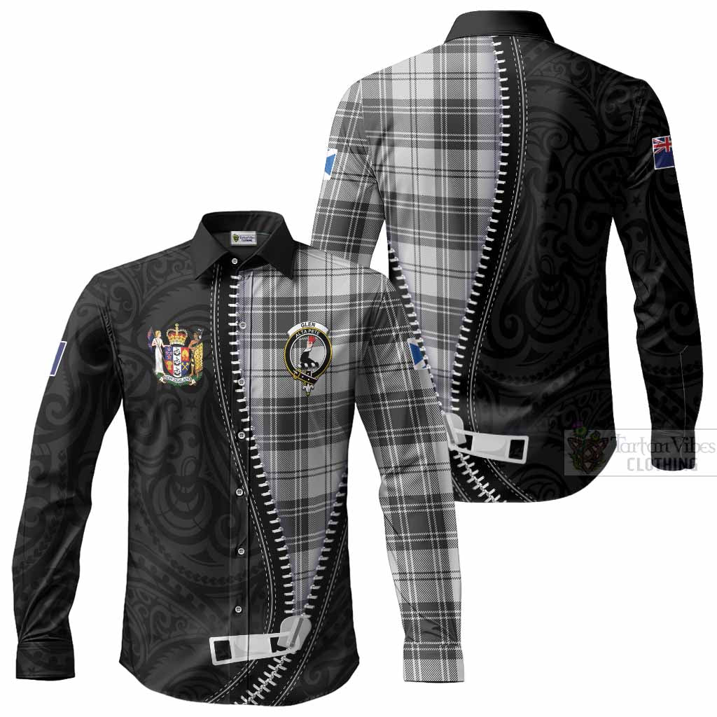 Glen Tartan Long Sleeve Button Shirts New Zealand Pattern Unique Zipper Stylized