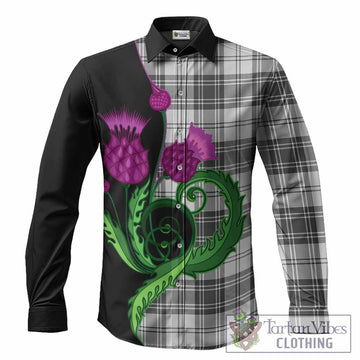 Glen Tartan Long Sleeve Button Shirts Traditional Scottish Thistle