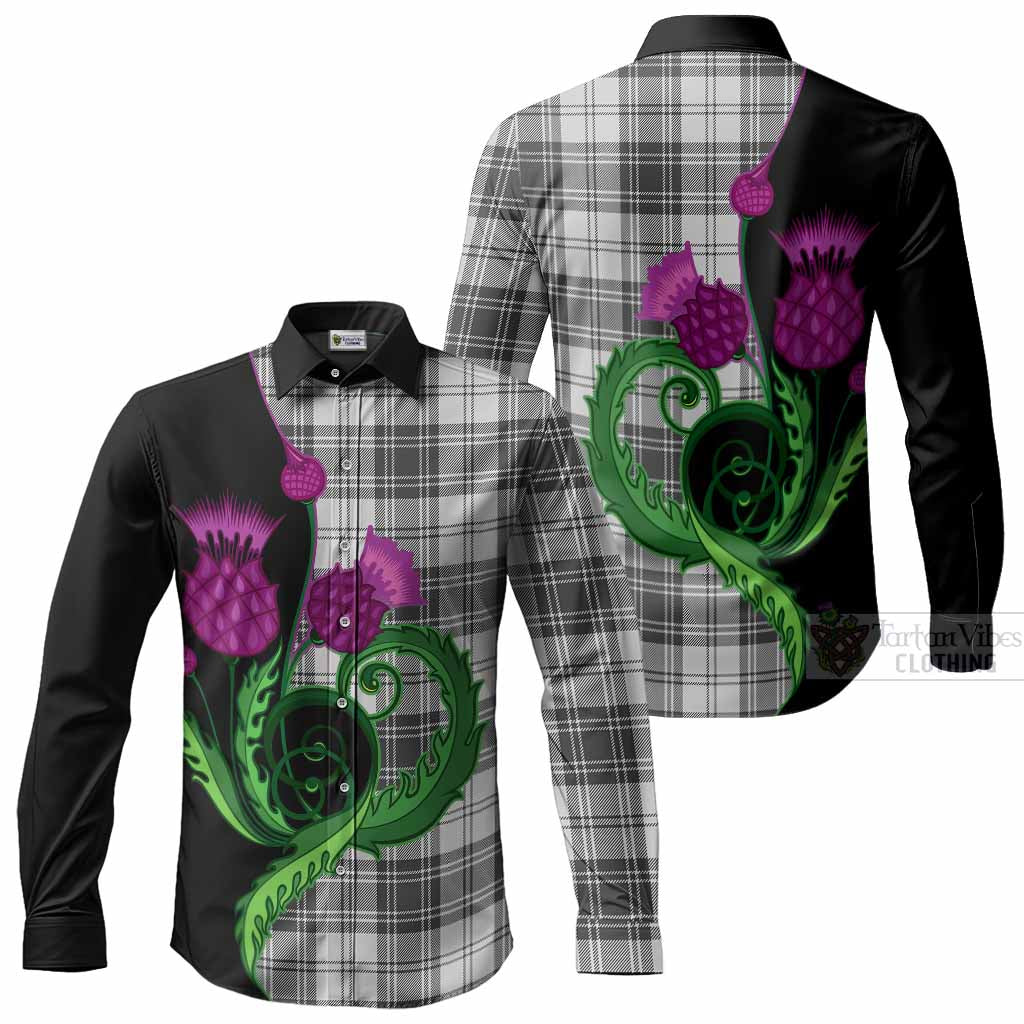 Glen Tartan Long Sleeve Button Shirts Traditional Scottish Thistle