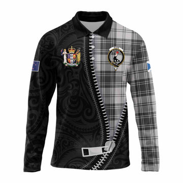 Glen Tartan Long Sleeve Polo Shirt New Zealand Pattern Unique Zipper Stylized