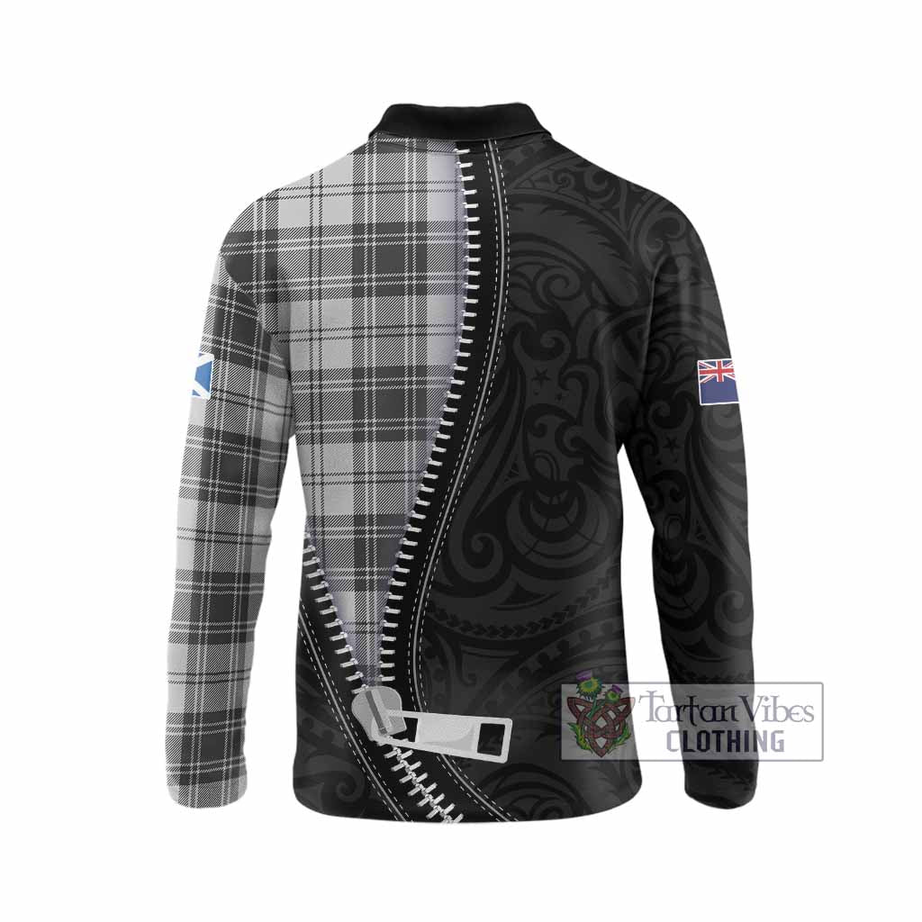 Glen Tartan Long Sleeve Polo Shirt New Zealand Pattern Unique Zipper Stylized
