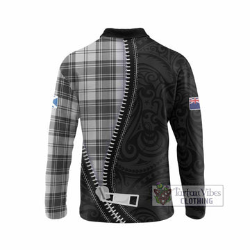 Glen Tartan Long Sleeve Polo Shirt New Zealand Pattern Unique Zipper Stylized