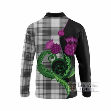 Glen Tartan Long Sleeve Polo Shirt Traditional Scottish Thistle