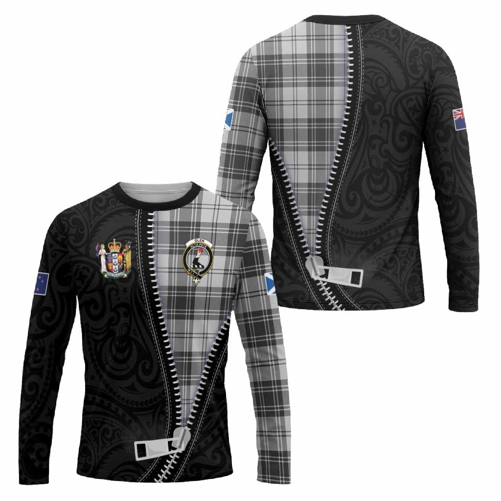 Glen Tartan Long Sleeve T-Shirt New Zealand Pattern Unique Zipper Stylized