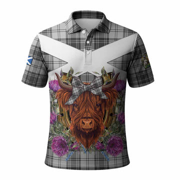 Glen Tartan Polo Shirt Scottish Thistle Heilan Coo