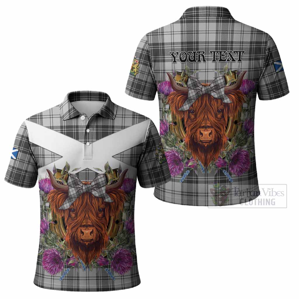 Glen Tartan Polo Shirt Scottish Thistle Heilan Coo