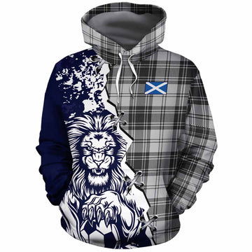 Glen Tartan Scottish Cotton Hoodie Angry Lion With Soccer Ball Style