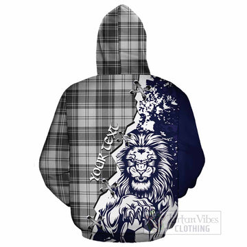 Glen Tartan Scottish Cotton Hoodie Angry Lion With Soccer Ball Style