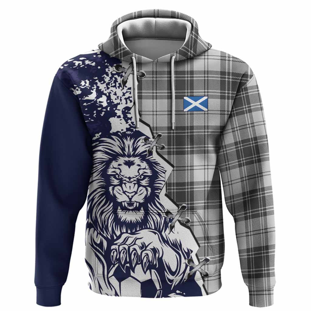 Glen Tartan Scottish Hoodie Angry Lion With Soccer Ball Style