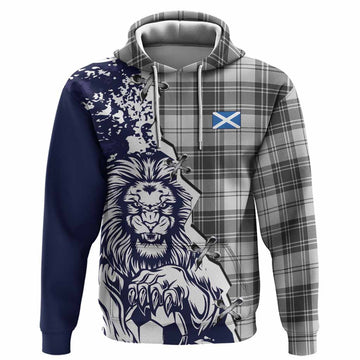 Glen Tartan Scottish Hoodie Angry Lion With Soccer Ball Style