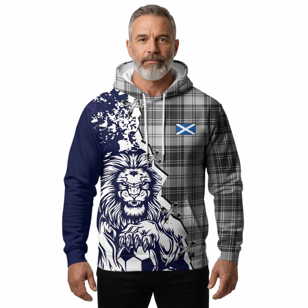Glen Tartan Scottish Hoodie Angry Lion With Soccer Ball Style