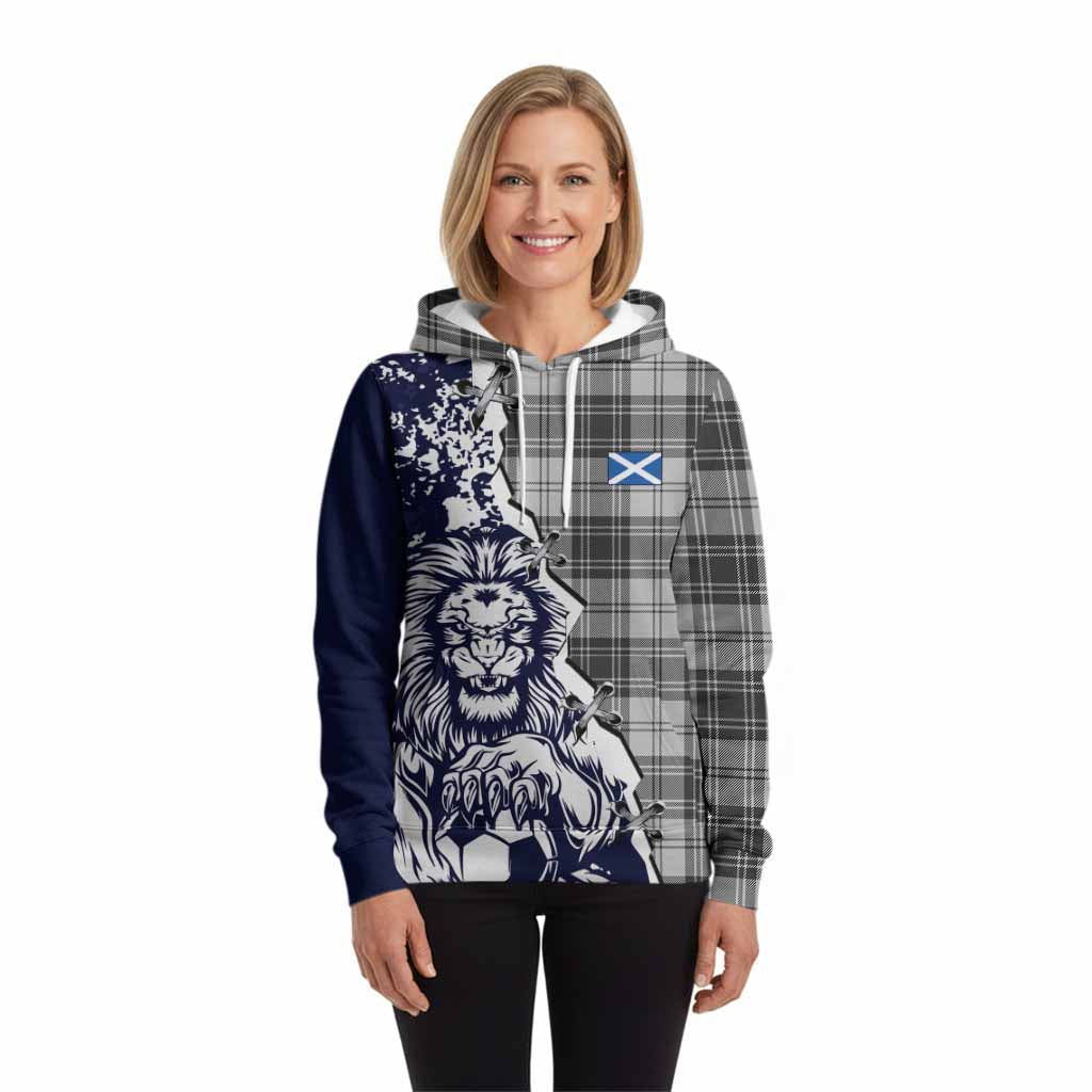 Glen Tartan Scottish Hoodie Angry Lion With Soccer Ball Style