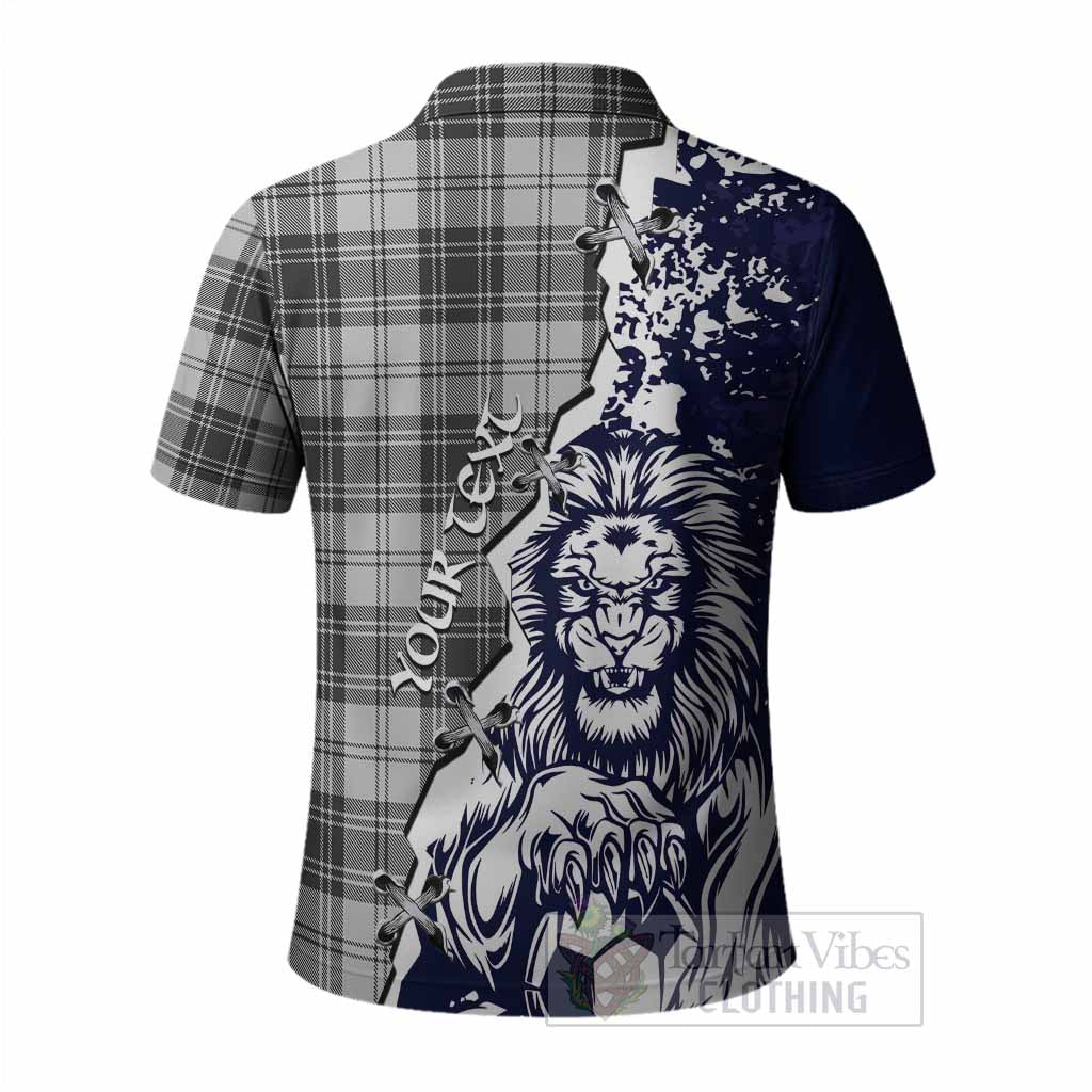 Glen Tartan Scottish Polo Shirt Angry Lion With Soccer Ball Style