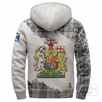 Glen Tartan Sherpa Hoodie with Family Crest and Lion Rampant Grunge Style