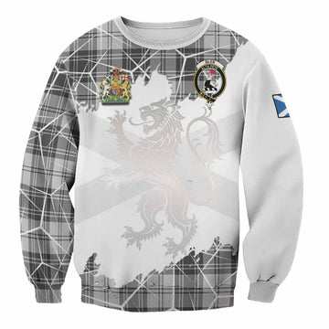 Glen Tartan Sweatshirt with Family Crest and Lion Rampant Grunge Style