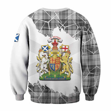Glen Tartan Sweatshirt with Family Crest and Lion Rampant Grunge Style