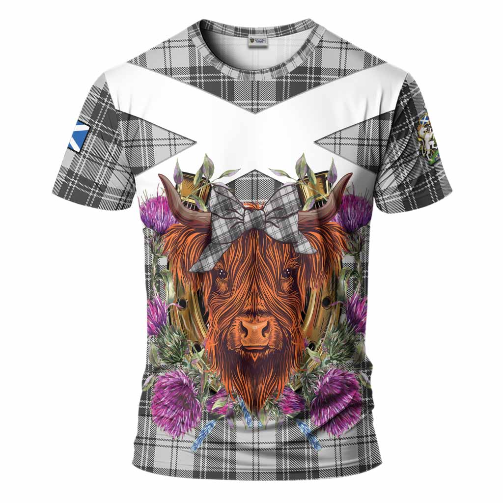 Glen Tartan T-Shirt Scottish Thistle Heilan Coo