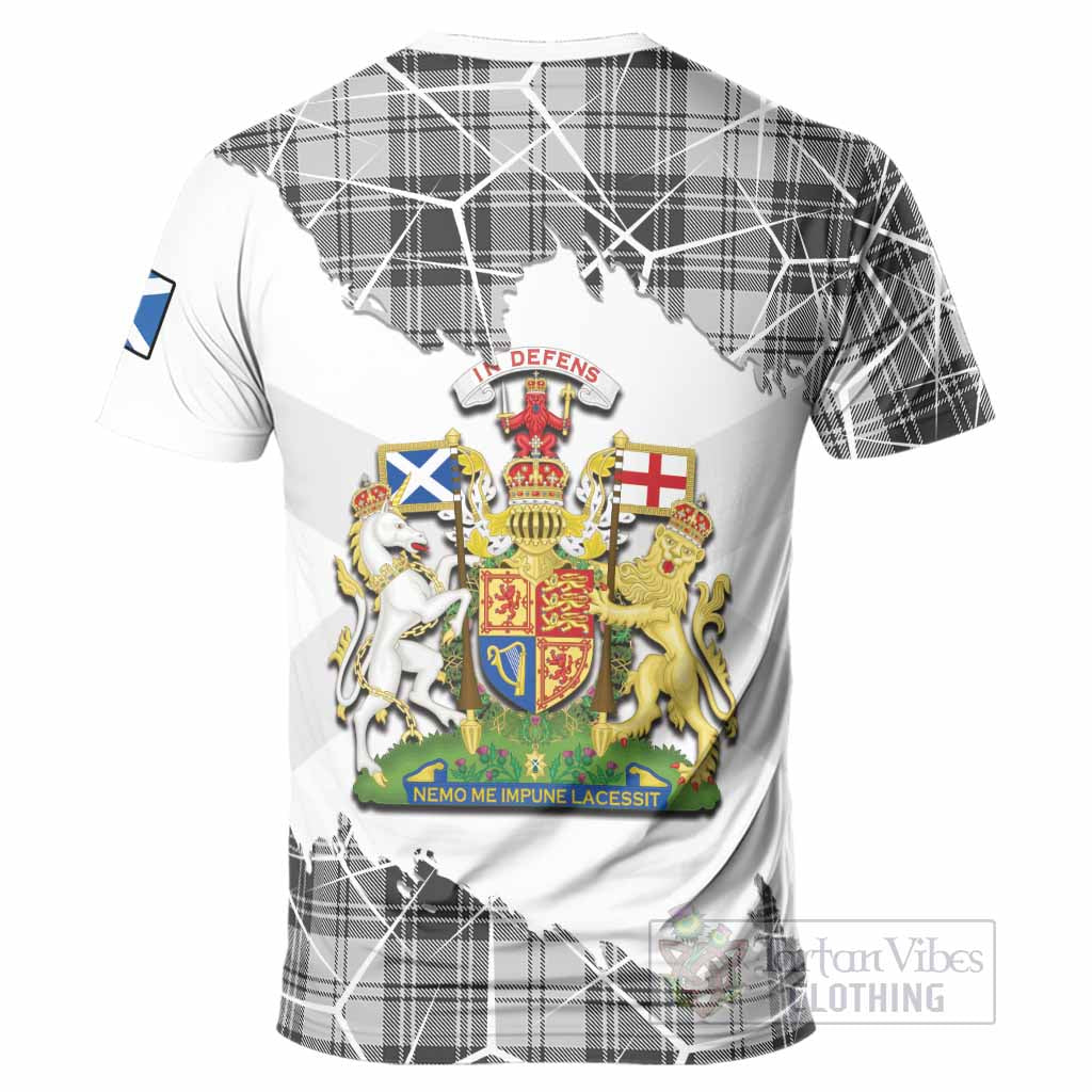 Glen Tartan T-Shirt with Family Crest and Lion Rampant Grunge Style