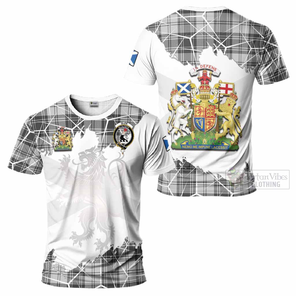Glen Tartan T-Shirt with Family Crest and Lion Rampant Grunge Style