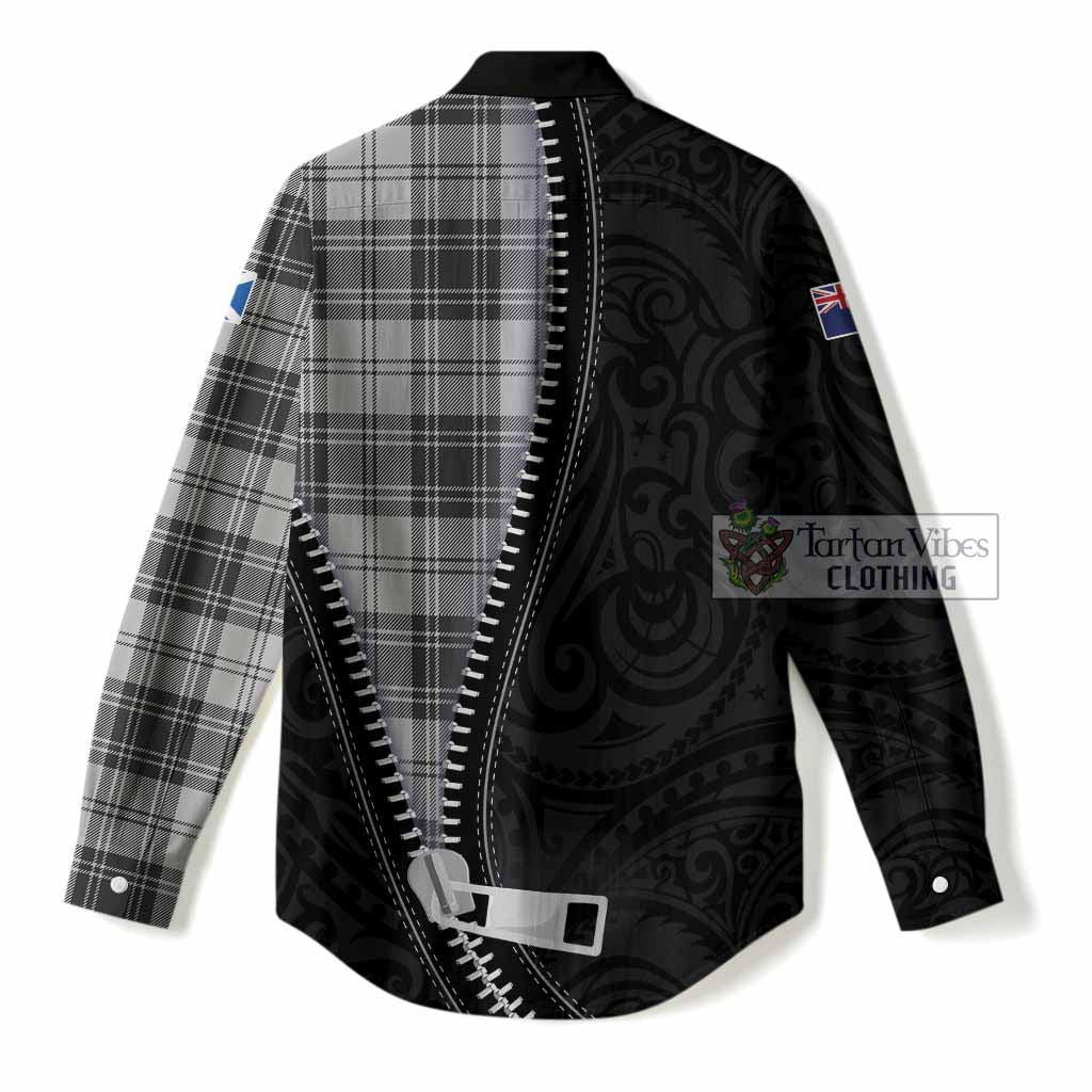 Glen Tartan Women Casual Shirt New Zealand Pattern Unique Zipper Stylized