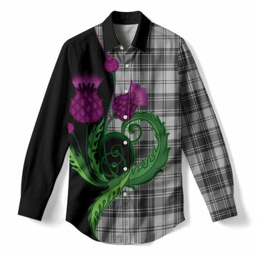 Glen Tartan Women Casual Shirt Traditional Scottish Thistle