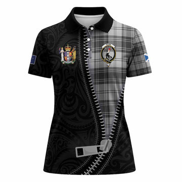 Glen Tartan Women Polo Shirt New Zealand Pattern Unique Zipper Stylized