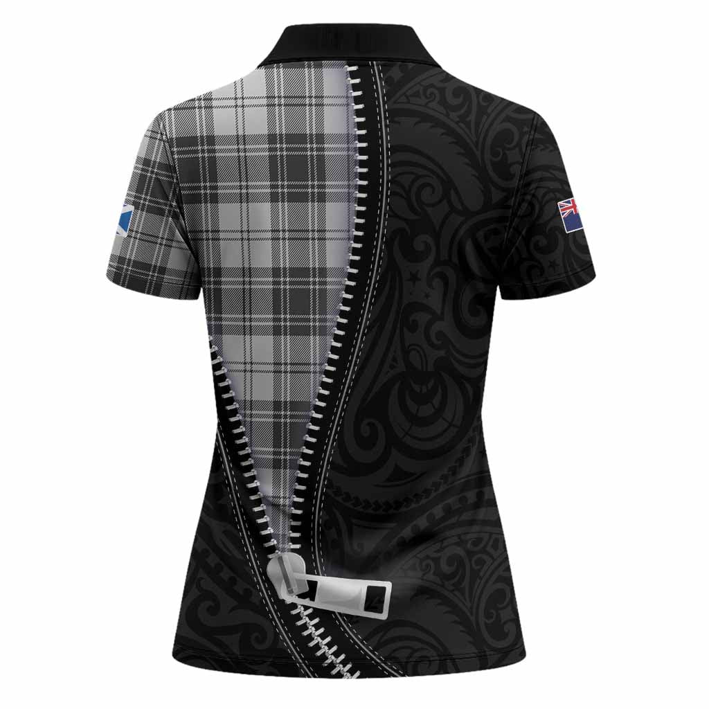 Glen Tartan Women Polo Shirt New Zealand Pattern Unique Zipper Stylized