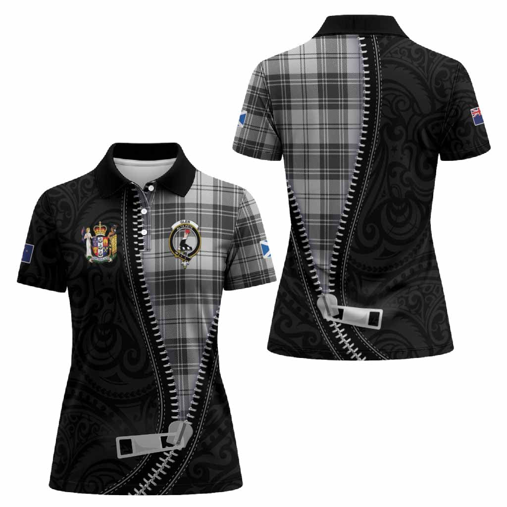 Glen Tartan Women Polo Shirt New Zealand Pattern Unique Zipper Stylized