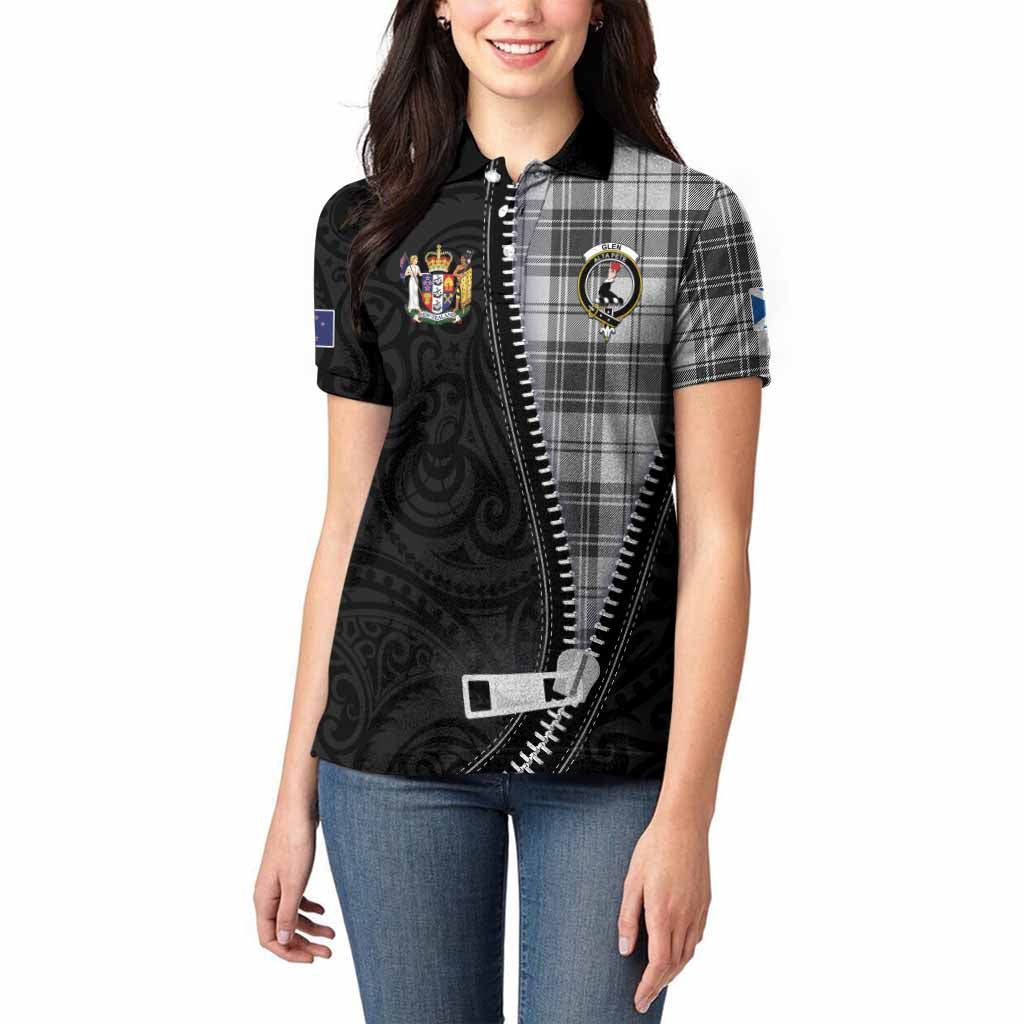 Glen Tartan Women Polo Shirt New Zealand Pattern Unique Zipper Stylized