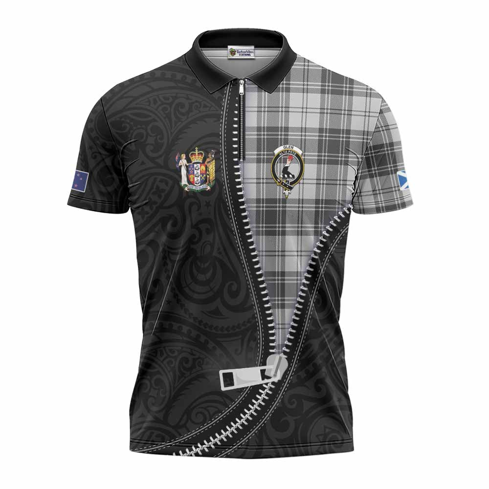 Glen Tartan Zipper Polo Shirt New Zealand Pattern Unique Zipper Stylized
