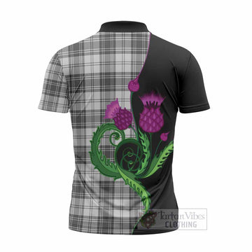 Glen Tartan Zipper Polo Shirt Traditional Scottish Thistle