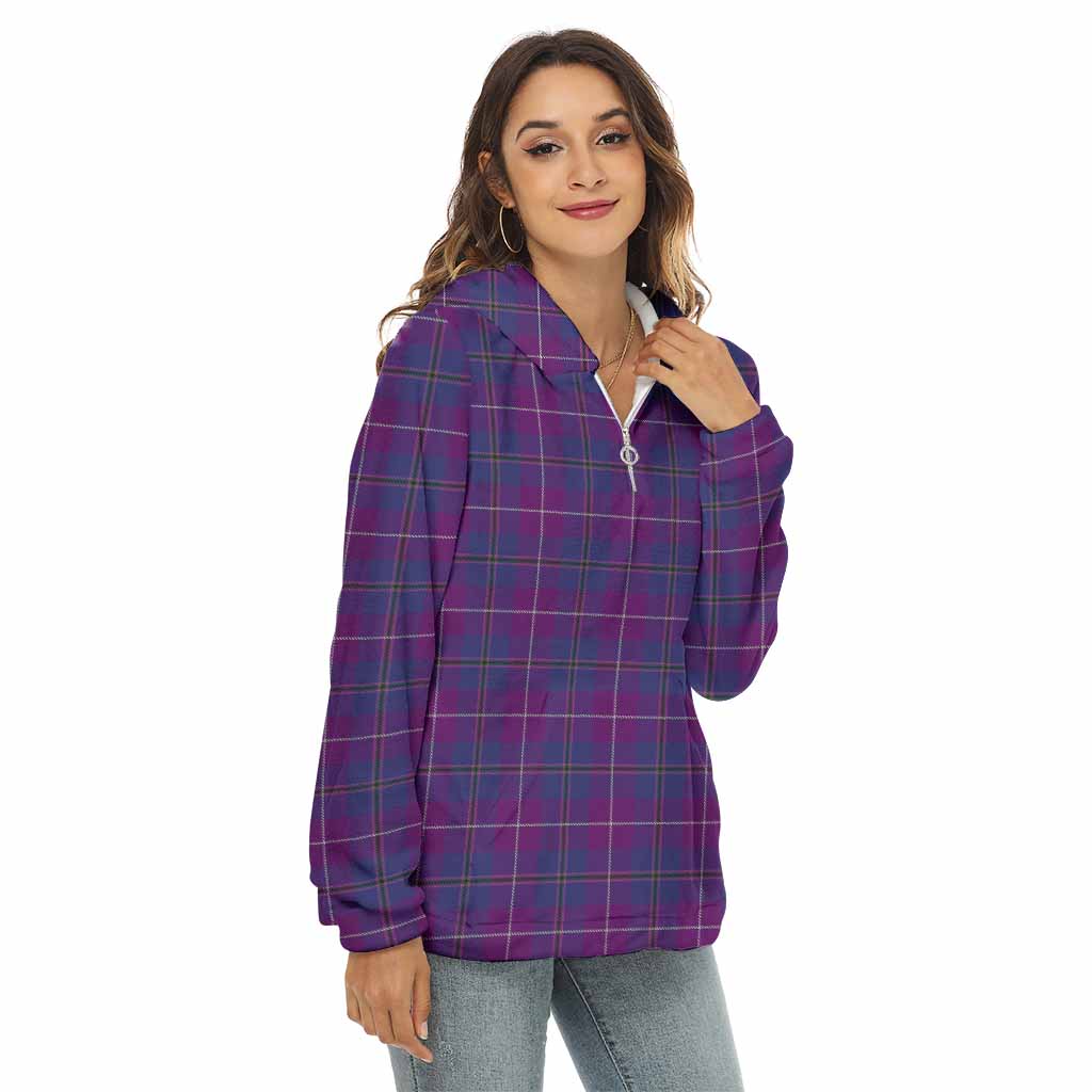 Tartan Vibes Clothing Glencoe Tartan Women's Borg  Half Zip Fleece Hoodie