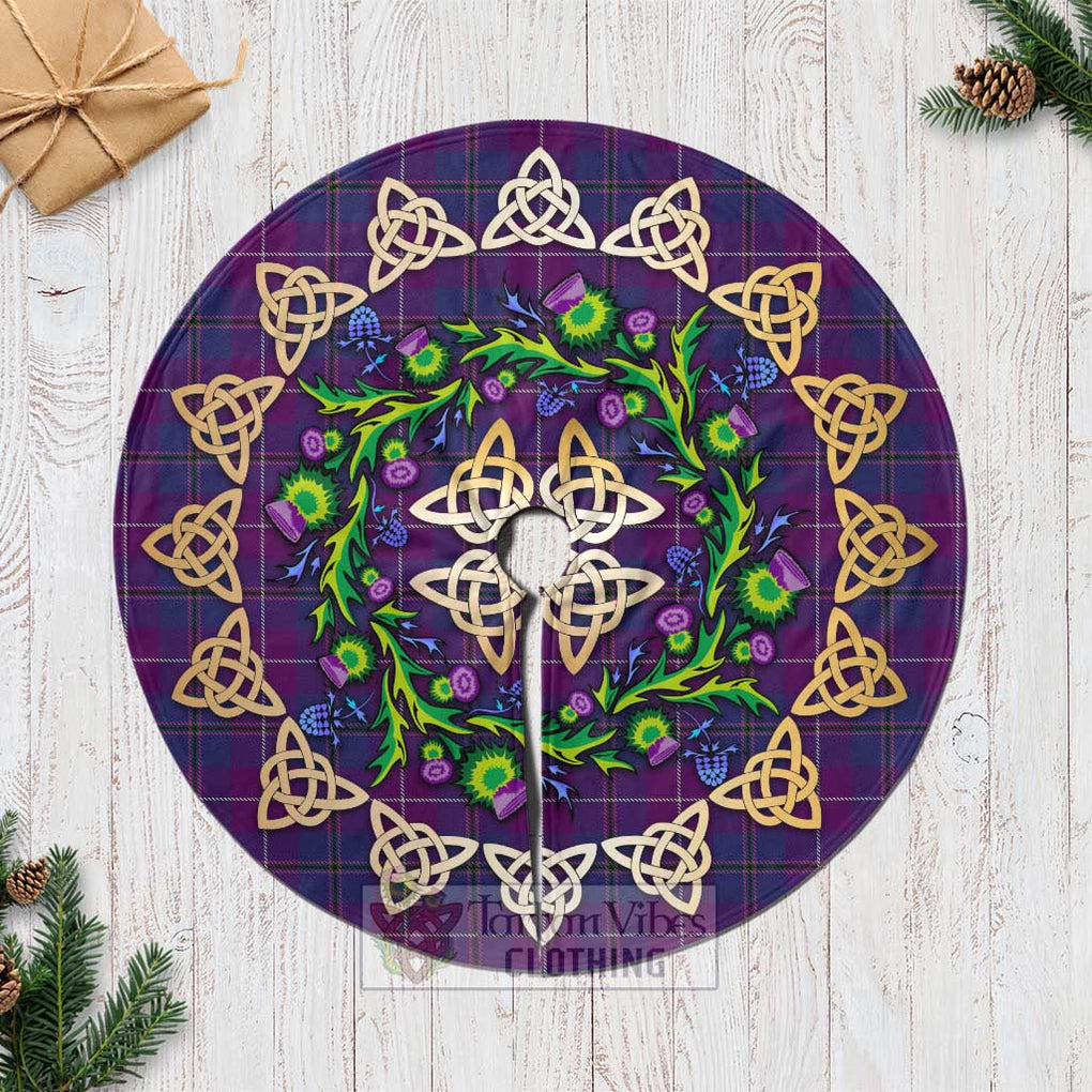Glencoe Tartan Christmas Tree Skirt with Thistle Celtic Knot Style Casual Tree Skirts - Tartan Vibes Clothing