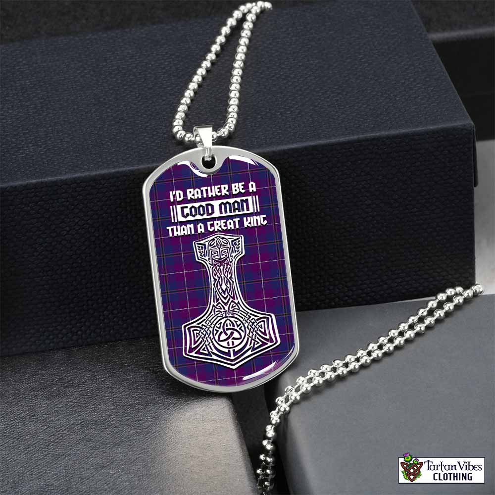 Tartan Vibes Clothing Glencoe Tartan Dog Tag Necklace Viking Mjolnir Style
