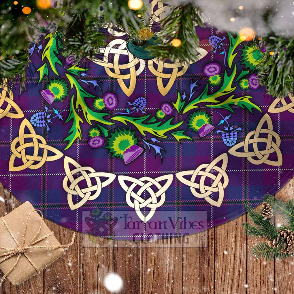 Glencoe Tartan Christmas Tree Skirt with Thistle Celtic Knot Style - Tartan Vibes Clothing