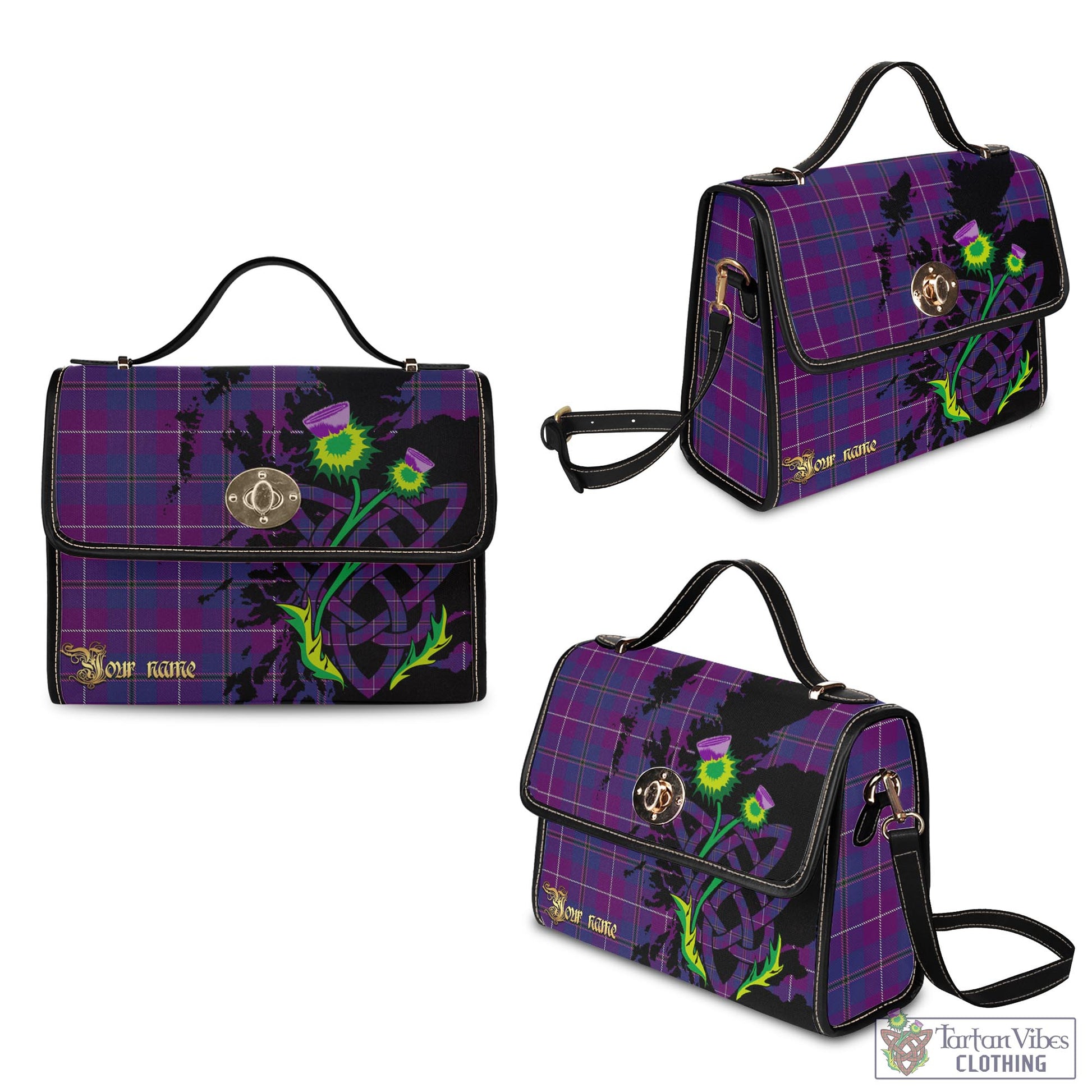 Tartan Vibes Clothing Glencoe Tartan Waterproof Canvas Bag with Scotland Map and Thistle Celtic Accents