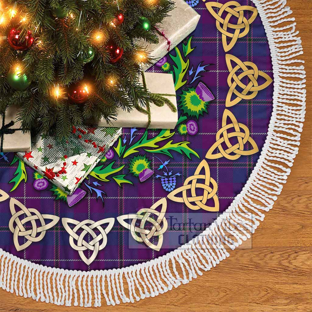 Glencoe Tartan Christmas Tree Skirt with Thistle Celtic Knot Style - Tartan Vibes Clothing