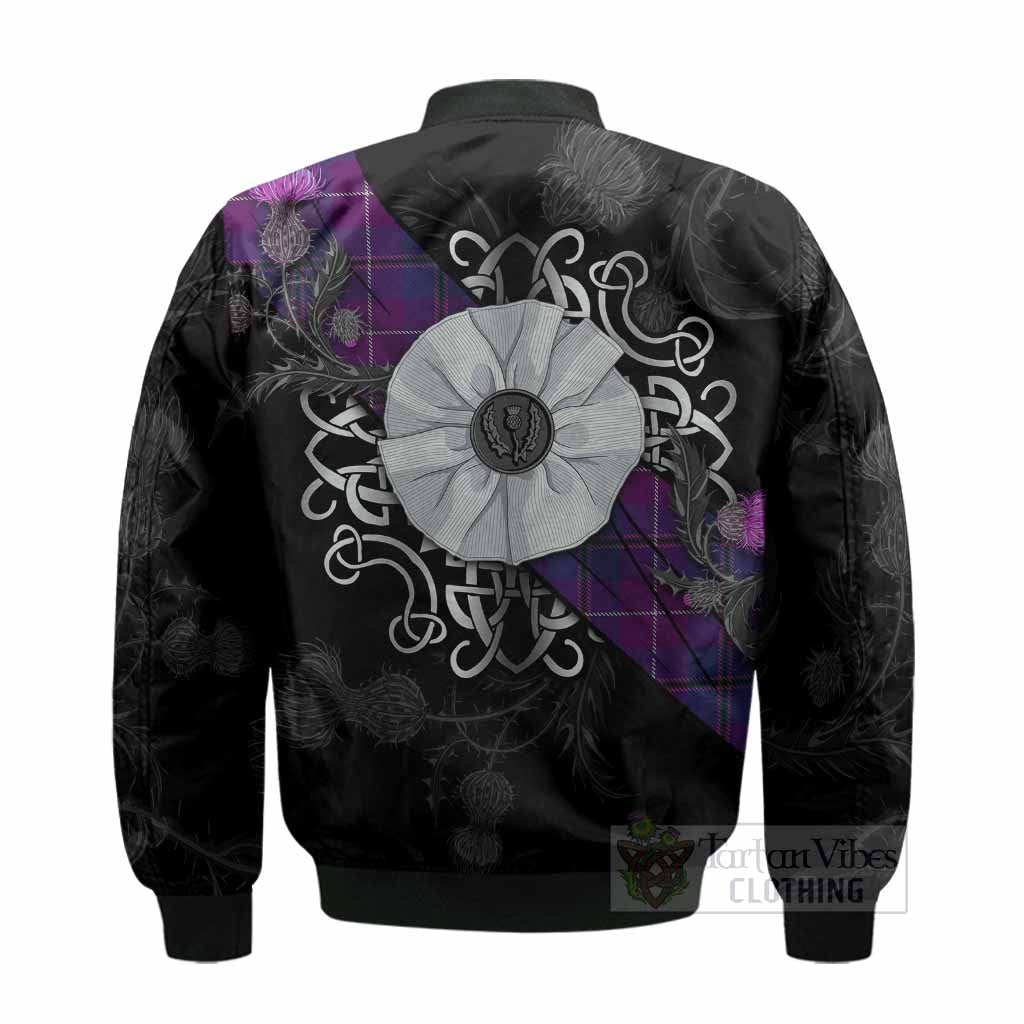 Glencoe Tartan Bomber Jacket Jacobite White Rose - Tartan Vibes Clothing