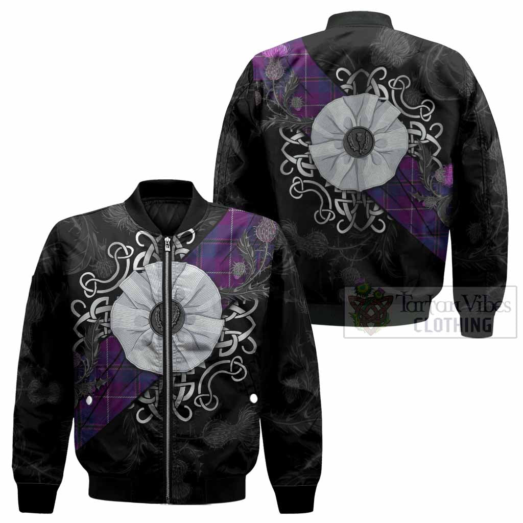 Glencoe Tartan Bomber Jacket Jacobite White Rose - Tartan Vibes Clothing