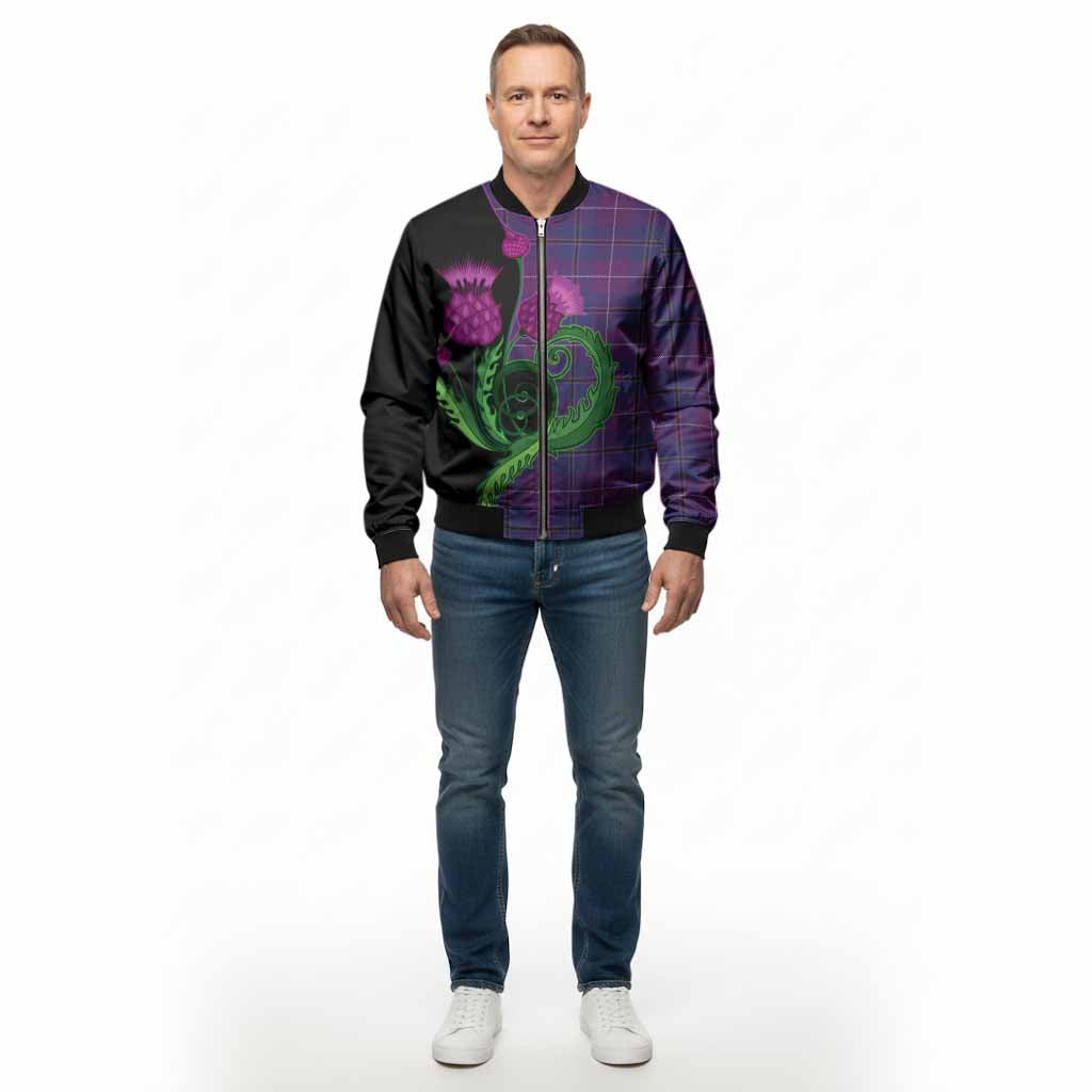Glencoe Tartan Bomber Jacket Traditional Scottish Thistle