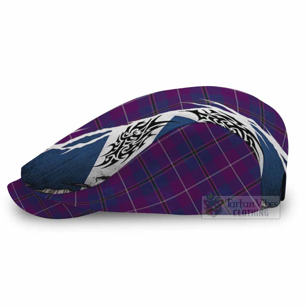 Glencoe Tartan Flat Cap, Jeff Cap Scotland Flag Ripped Tribal Design