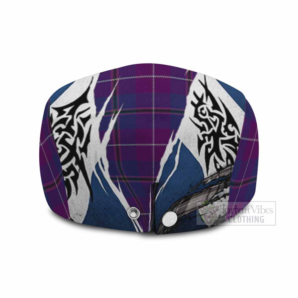 Glencoe Tartan Flat Cap, Jeff Cap Scotland Flag Ripped Tribal Design