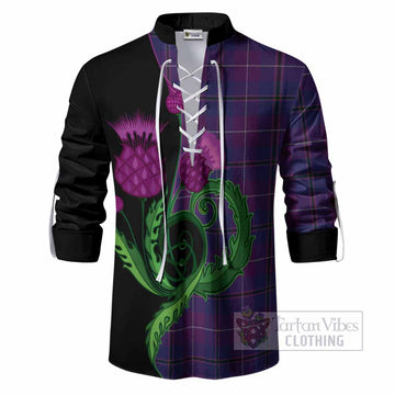 Glencoe Tartan Ghillie Shirt Traditional Scottish Thistle