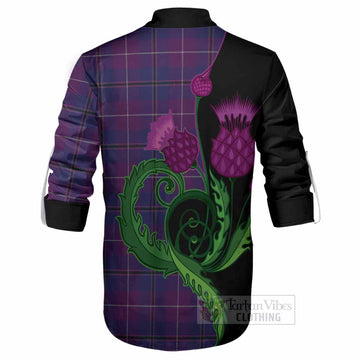 Glencoe Tartan Ghillie Shirt Traditional Scottish Thistle